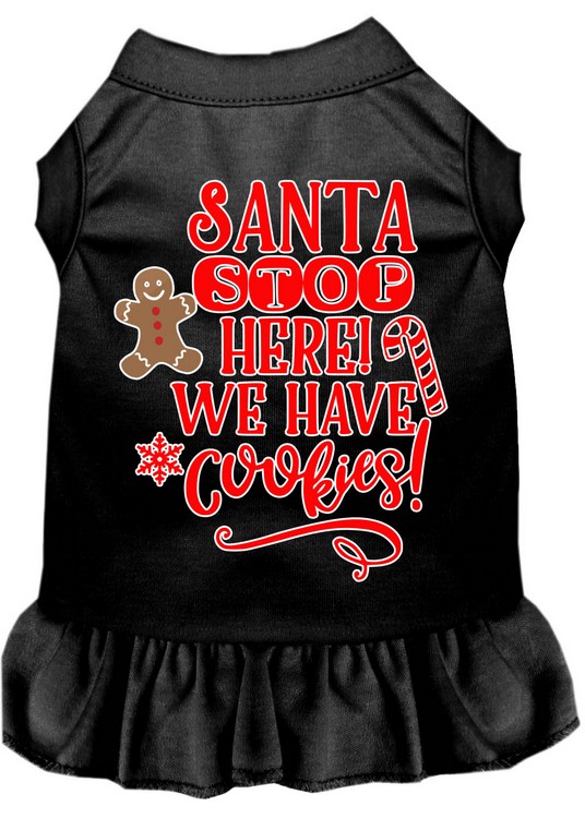 Santa, We Have Cookies Screen Print Dog Dress Black 4X